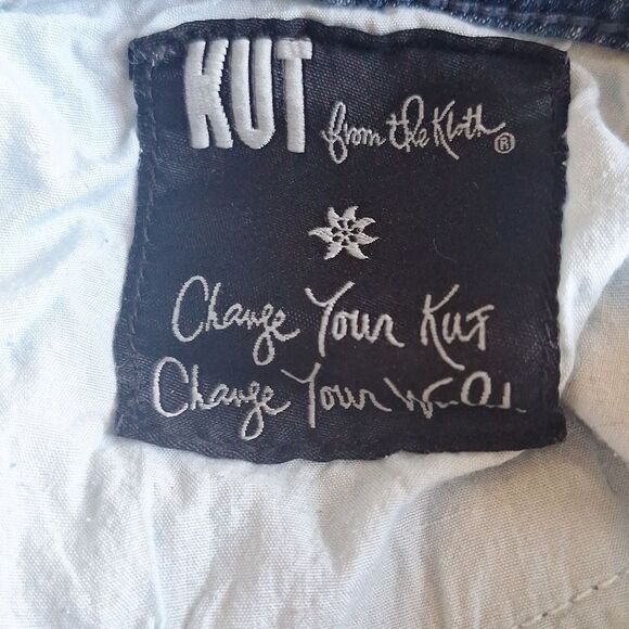 Kut From The Kloth Retro Flared Bell Jeans Blue Distressed Y2k Denim, Size 10 - Picture 7 of 8